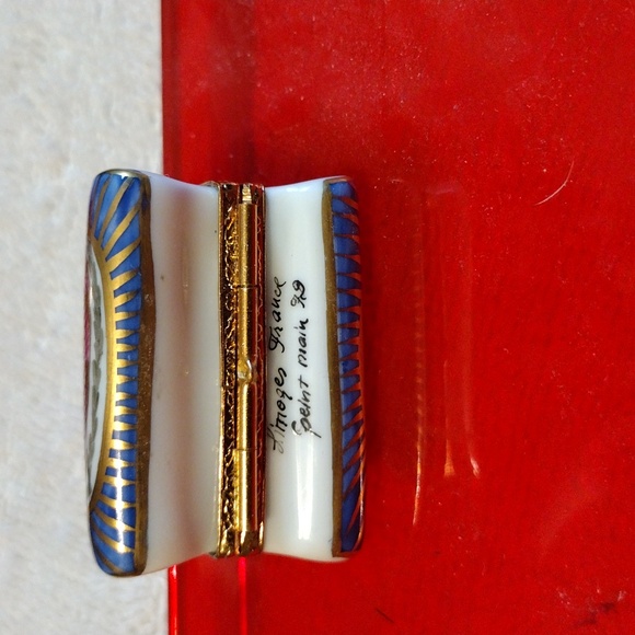 Authentic porcelain Limoges Blue purse with flowers all hand painted - Picture 5 of 7